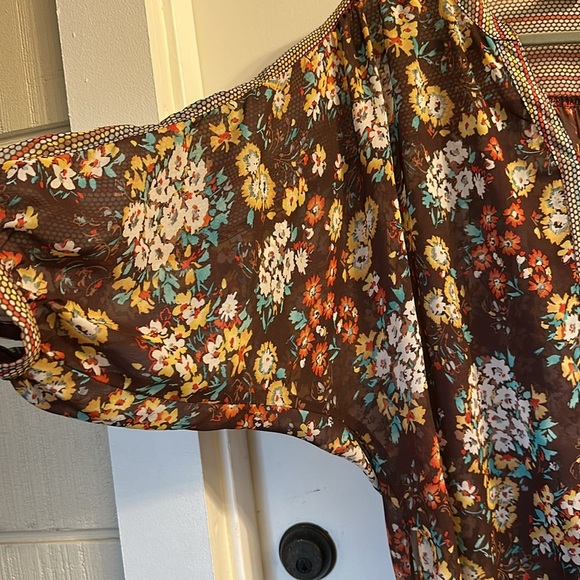 ivy jane Hi-Low Tunic brown floral semi sheer XL - Picture 2 of 6